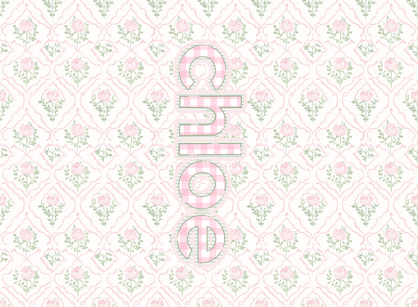 069- diamond rose with gingham letters