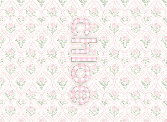 069- diamond rose with gingham letters