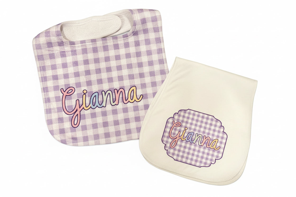 Personalized Bib & Burp Cloth Set | Custom Baby Gift