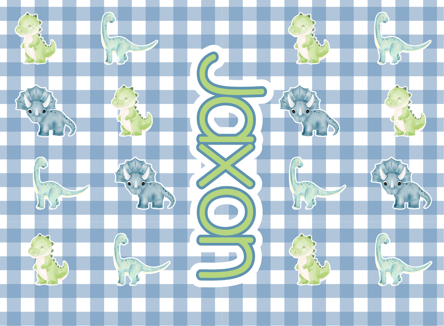 061- baby blue gingham dino