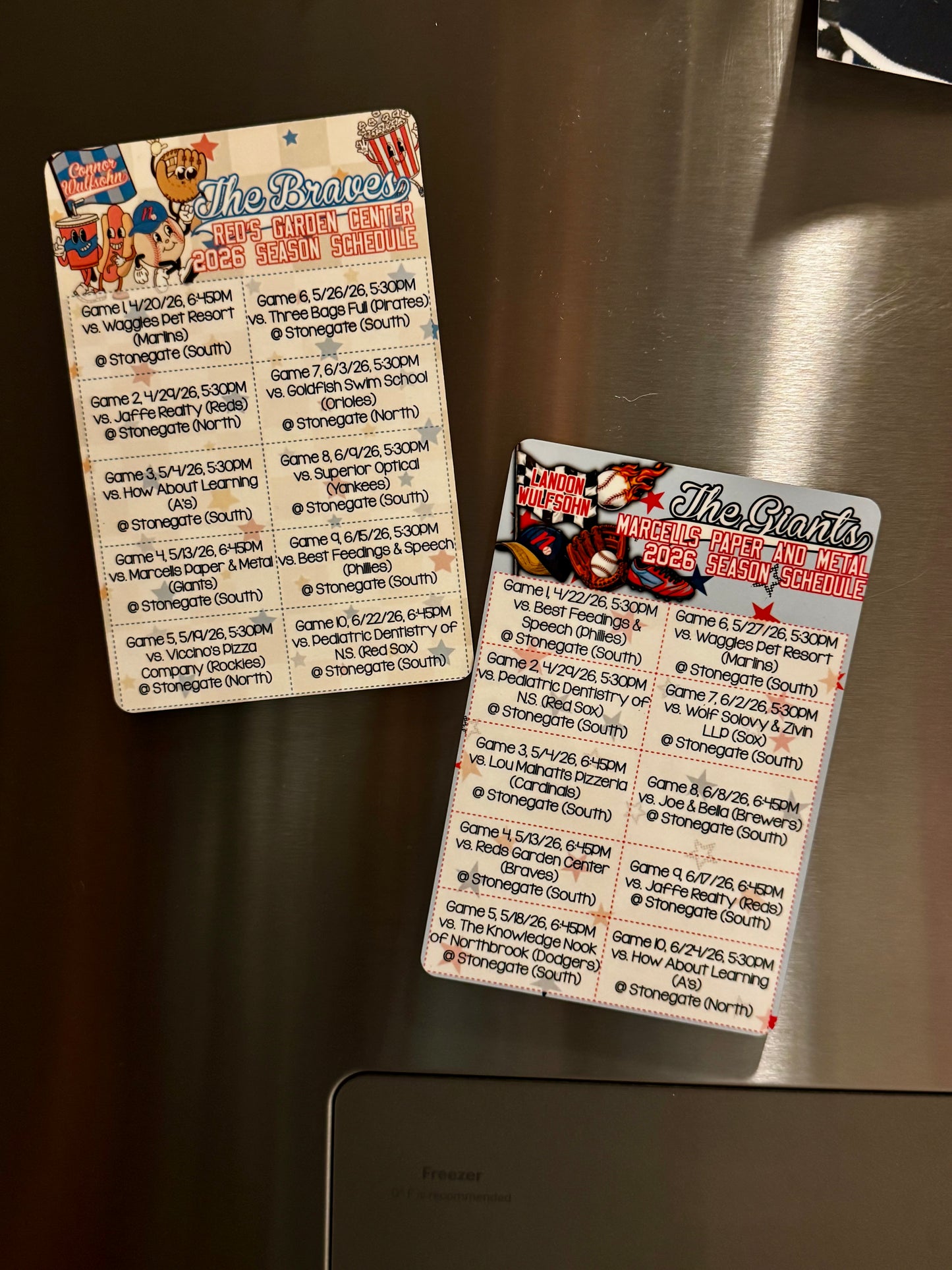 Personalized Baseball Schedule Magnet | Custom Game Day Fridge Magnet | Team Schedule Magnet
