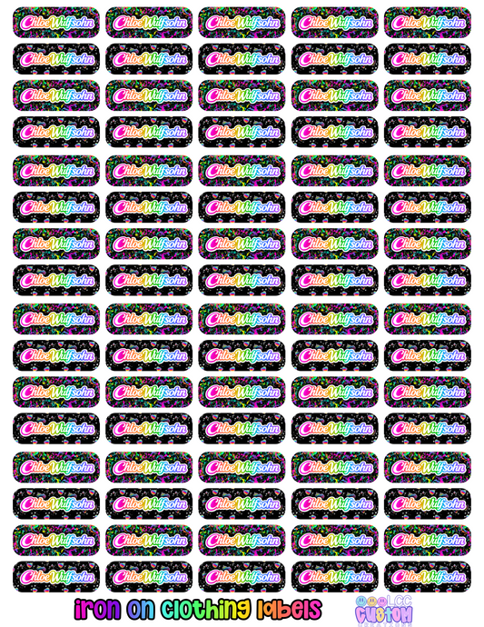 Iron-On Clothing Labels (Set of 80) | Custom Name Labels