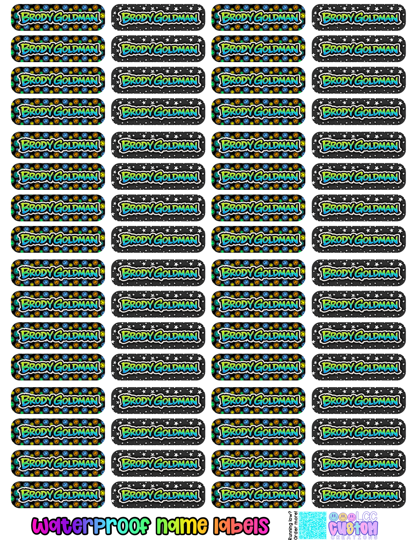 Waterproof Name Labels for Hard Surfaces (Set of 64) | Small Rectangle Labels