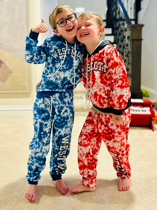 Custom School Spirit Tie Dye Hoodie Set 🎨 | Personalized Kids Hoodie + Joggers | Any School Colors