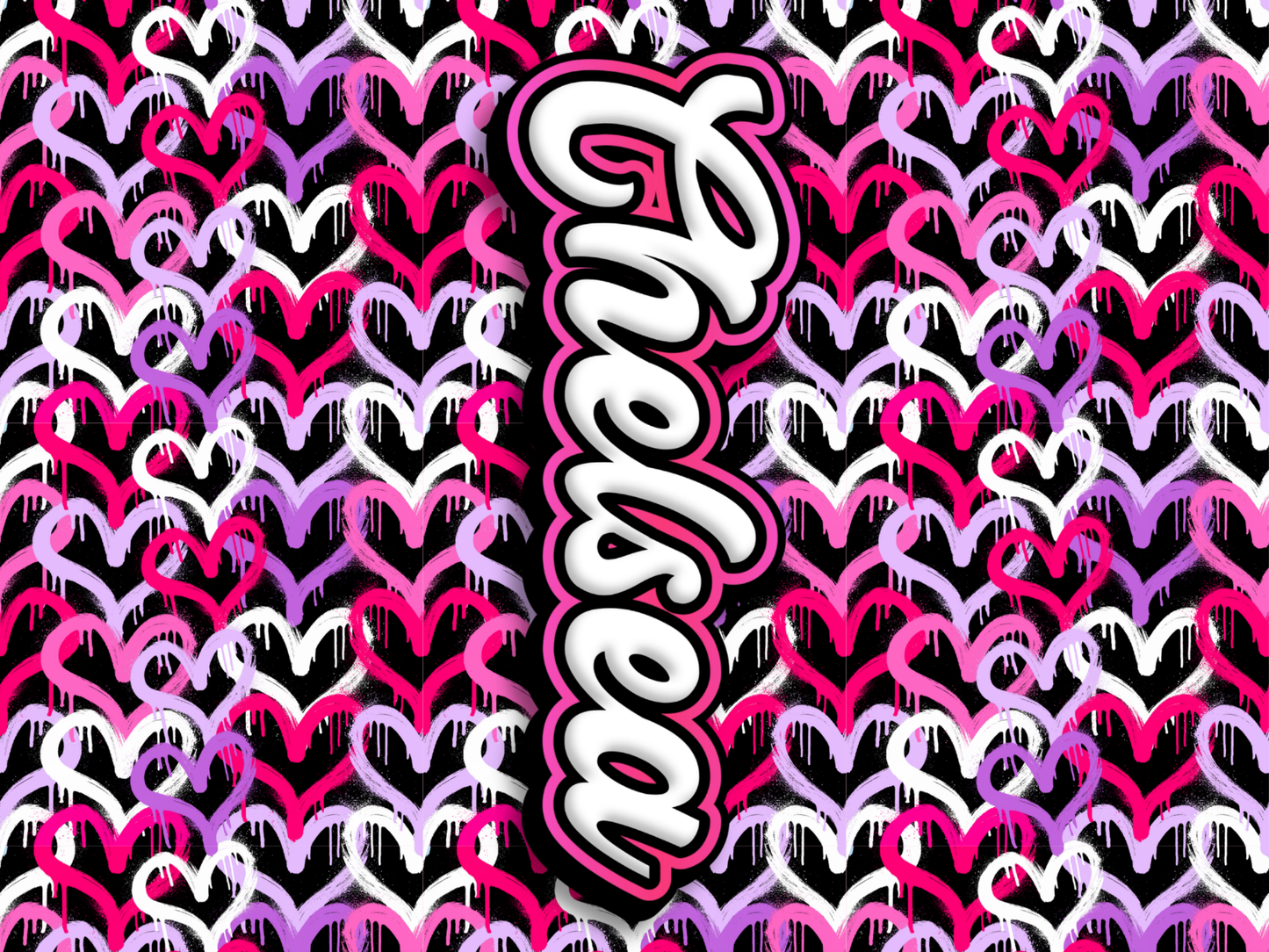 261- pink and black spray paint hearts