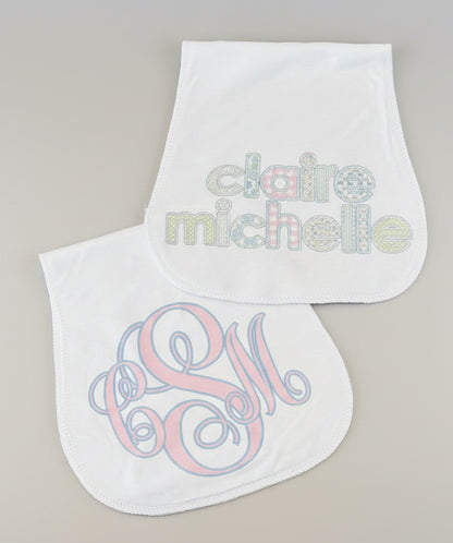 Personalized Baby Burp Cloths | Custom Name or Initial
