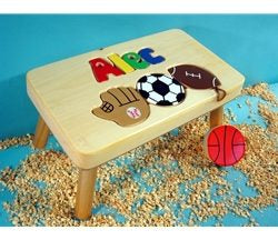 Natural Wood Themed Name Puzzle Stool