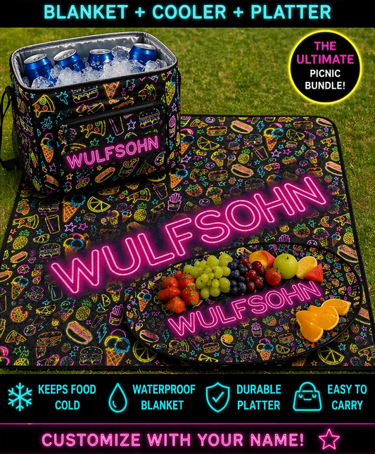 Picnic Set | Personalized Cooler Bag + Waterproof Blanket + Serving Platter Bundle