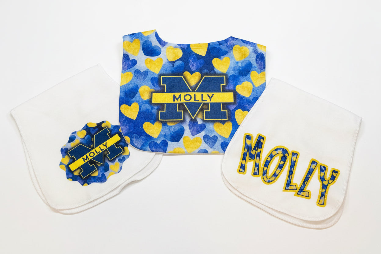 Personalized Bib & Burp Cloth Set | Custom Baby Gift
