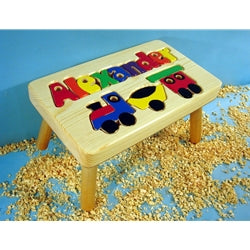 Natural Wood Themed Name Puzzle Stool