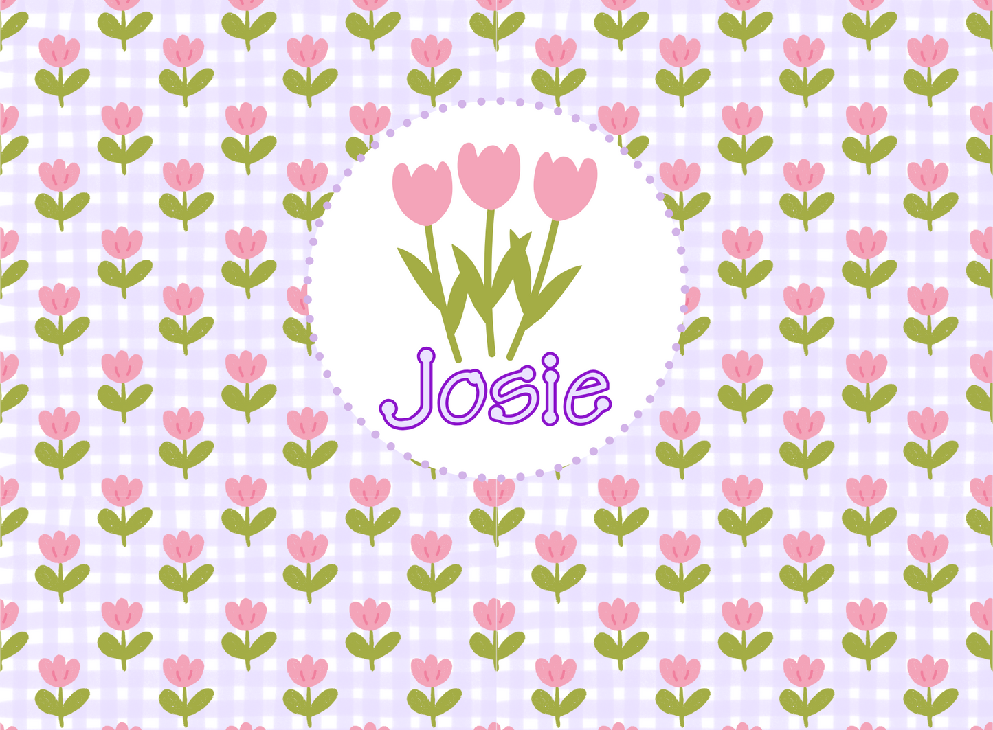 189- purple gingham tulips