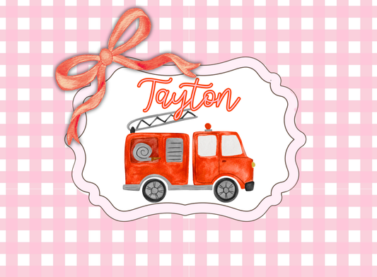 101- gingham girly firetruck