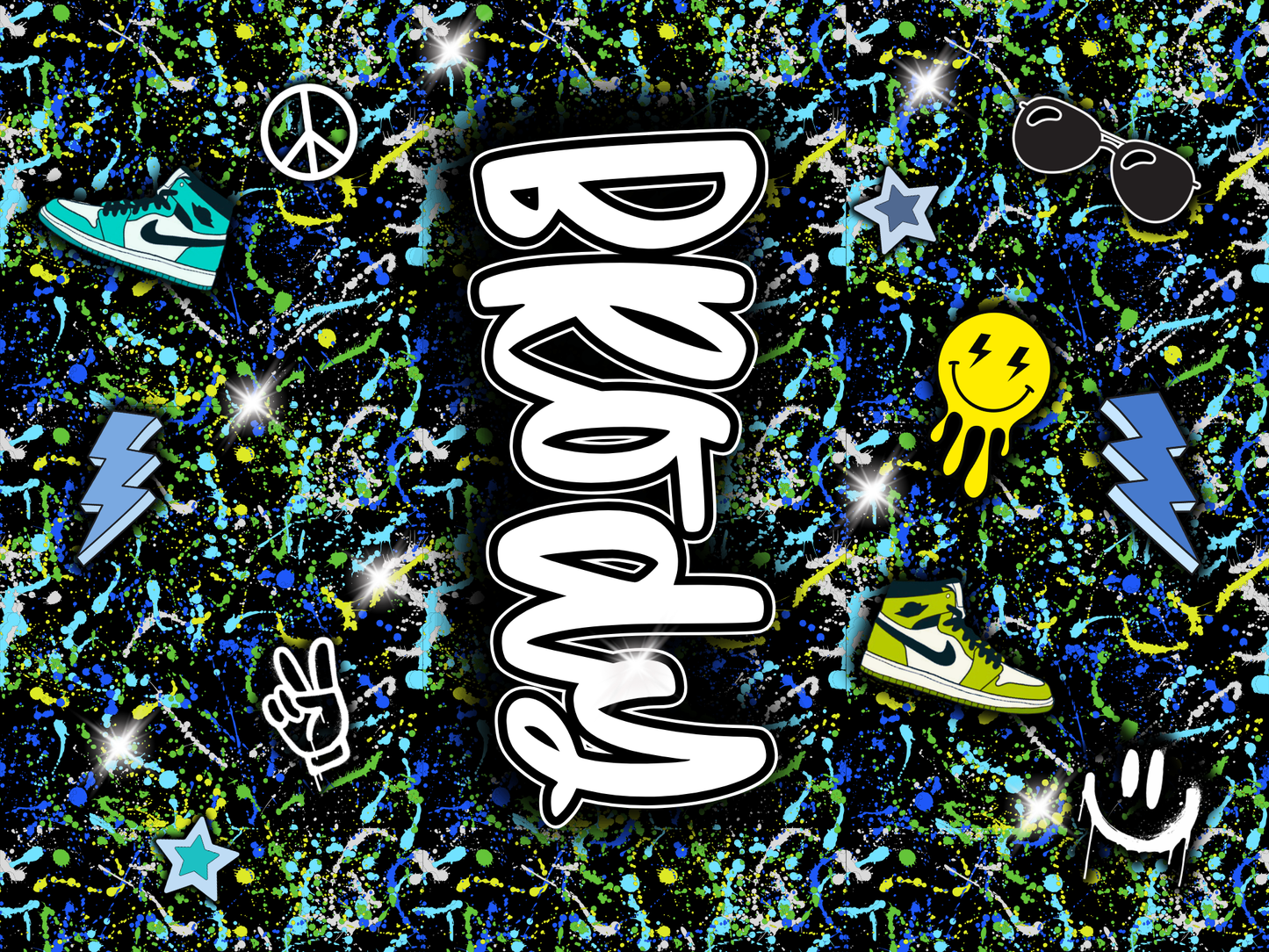 263- blue retro splatter