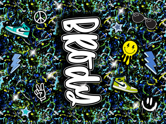263- blue retro splatter