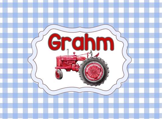 158- gingham tractor