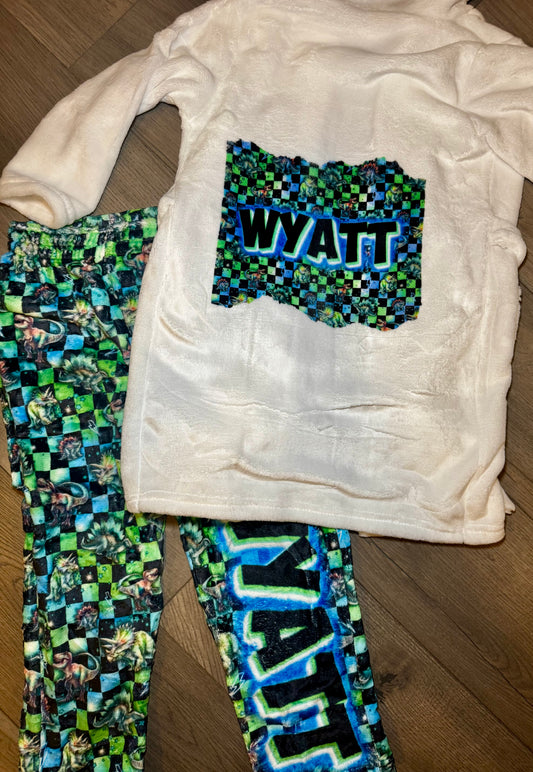 Personalized Kids Plush Bathrobe | Custom Name + Any Pattern