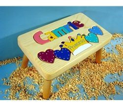 Natural Wood Themed Name Puzzle Stool