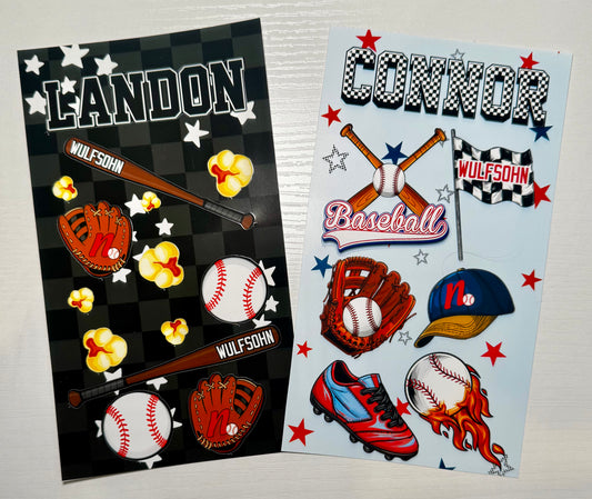 Baseball Sticker Sheets | Game Day Stickers for Water Bottles, Bat Bags & Gear