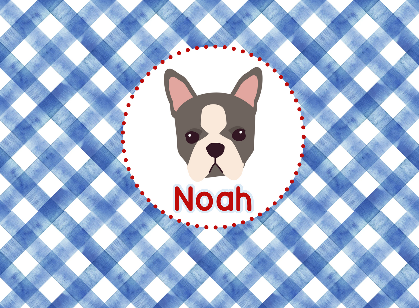 179- navy gingham puppy