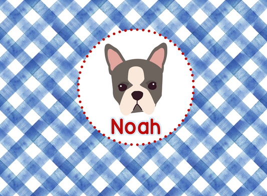 179- navy gingham puppy