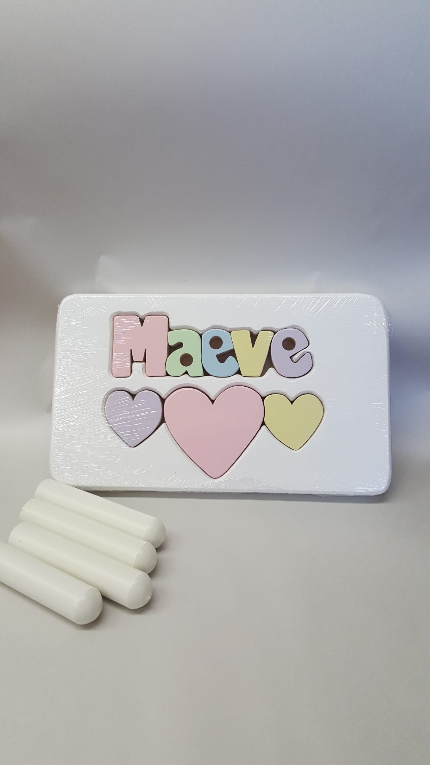 White Themed Name Puzzle Stool
