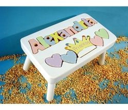White Themed Name Puzzle Stool