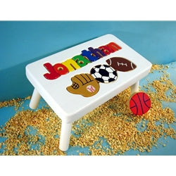 White Themed Name Puzzle Stool