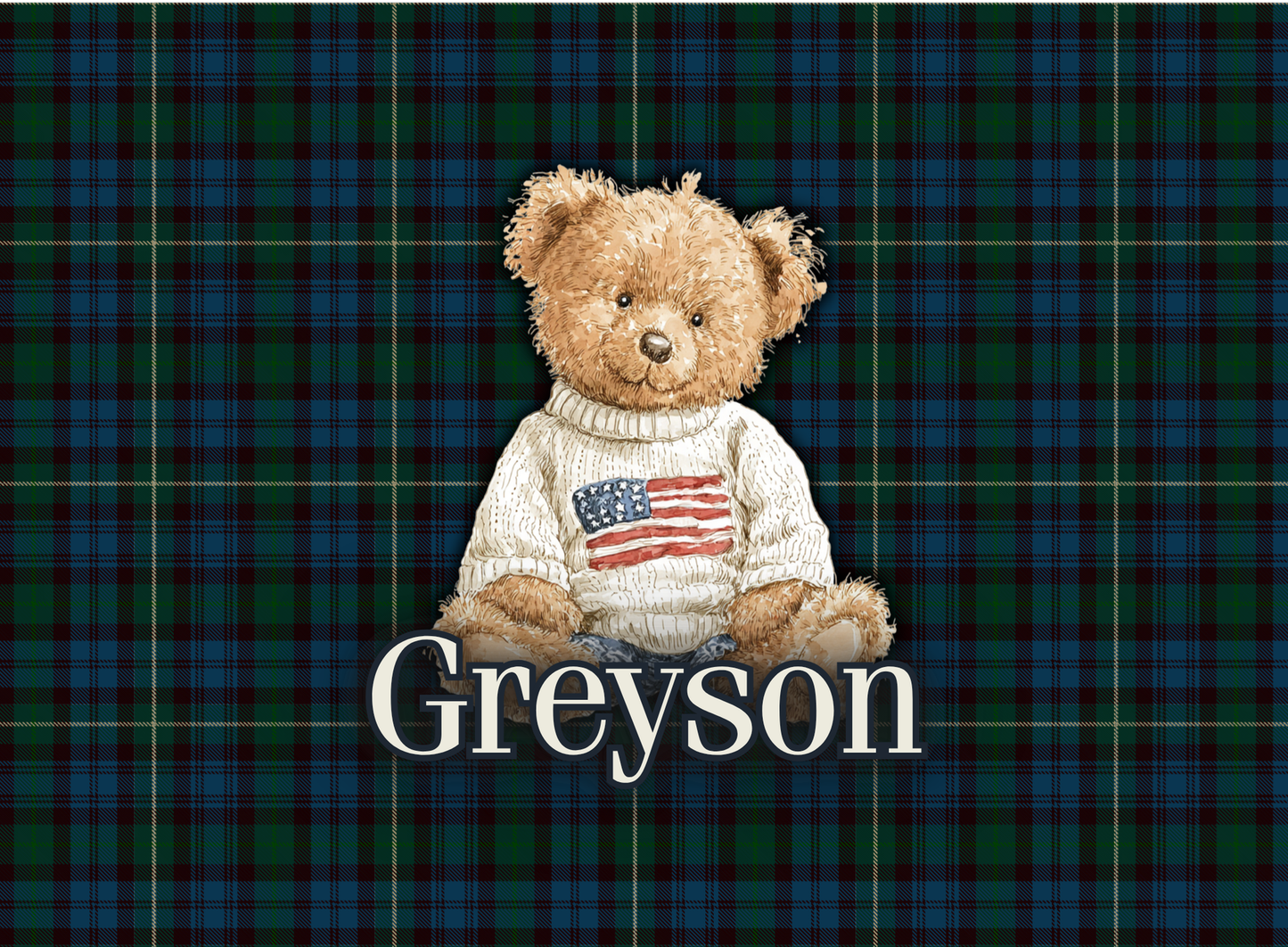 064- plaid patriotic bear