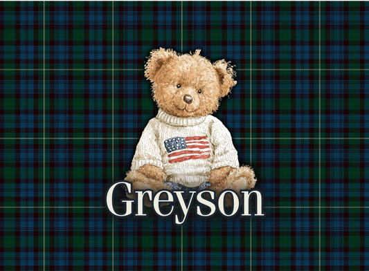 064- plaid patriotic bear