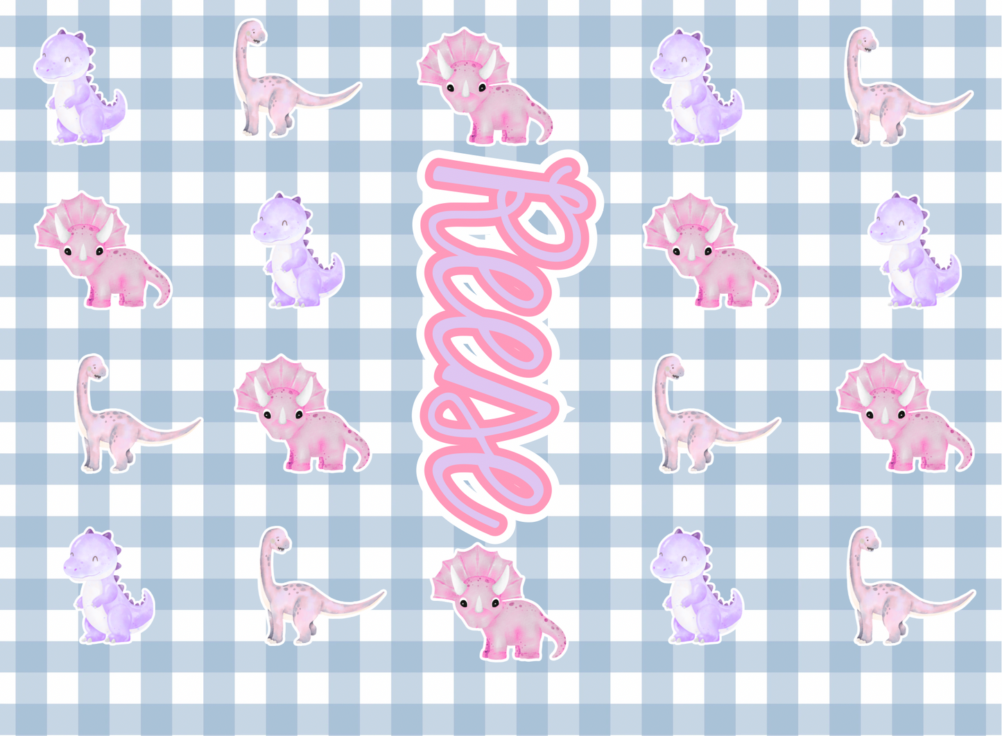 062- pink and purple dinos on gingham