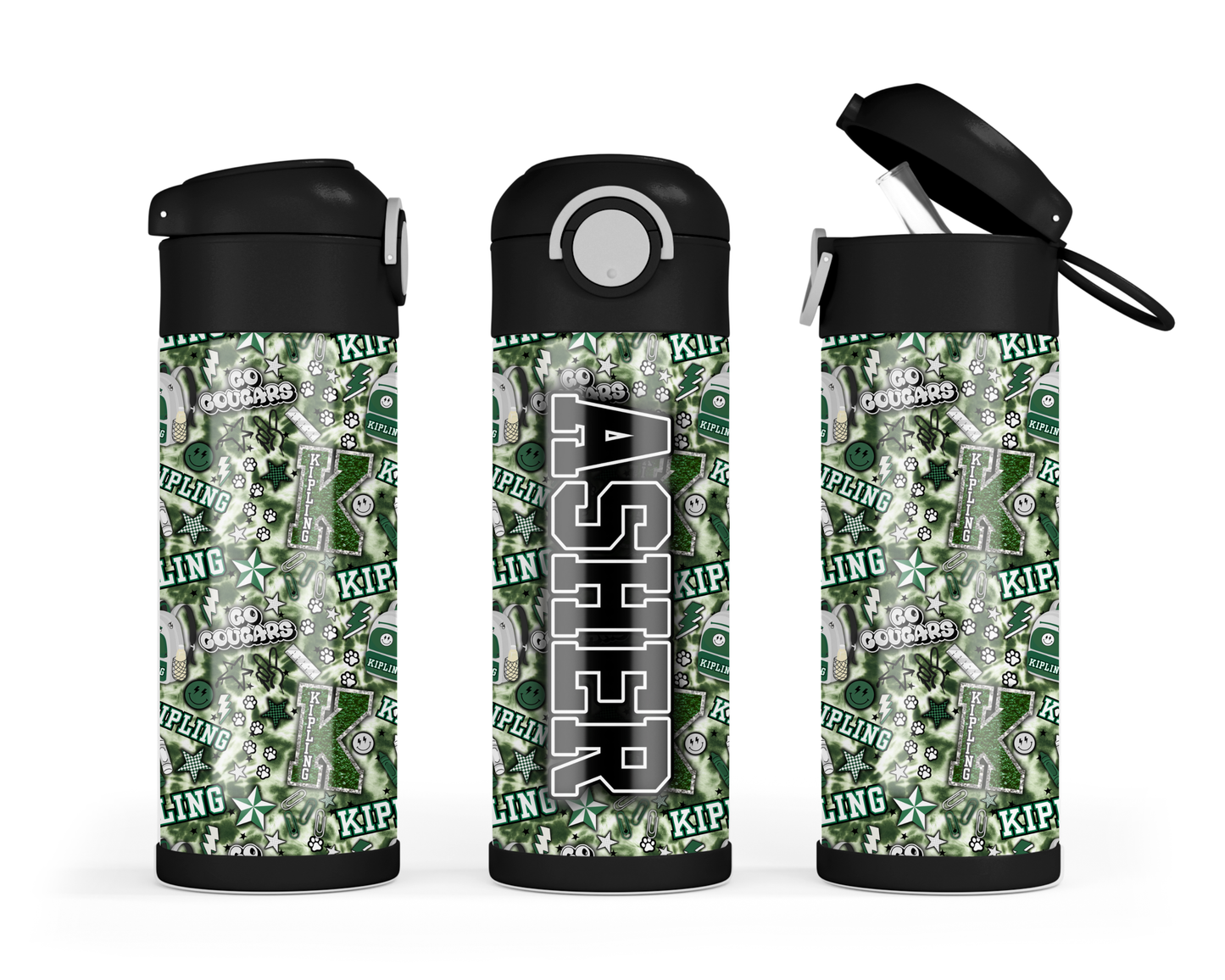 Custom School Spirit Water Bottle 🥤 | Personalized Kids Bottle | Any School Colors | Leakproof + Dishwasher Safe