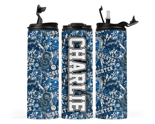 Custom 20oz Kids Water Bottle 🥤 | Personalized School Bottle with Straw | Leakproof Flip Lid | Any School Design
