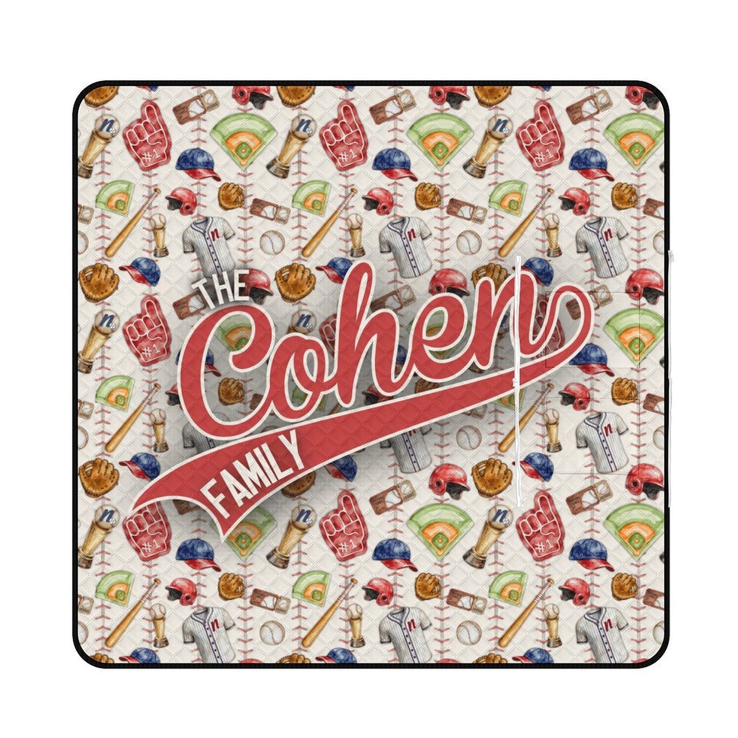 Personalized Baseball Stadium Blanket | Waterproof Picnic Blanket for Games | Custom Family Name Sports Blanket