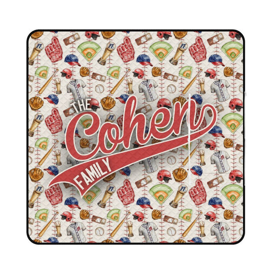 Personalized Baseball Stadium Blanket | Waterproof Picnic Blanket for Games | Custom Family Name Sports Blanket