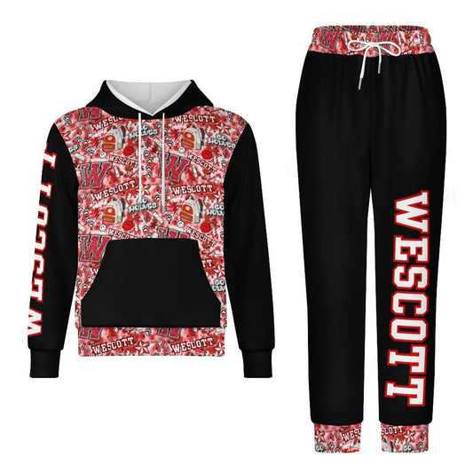 Custom School Spirit Hoodie Set 🖤 | Personalized Hoodie + Joggers | Black + Custom School Design