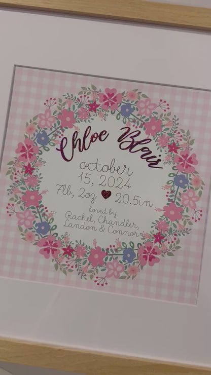 Personalized Nursery Foil Print | Custom Birth Stats, Name Art & Keepsake Wall Decor