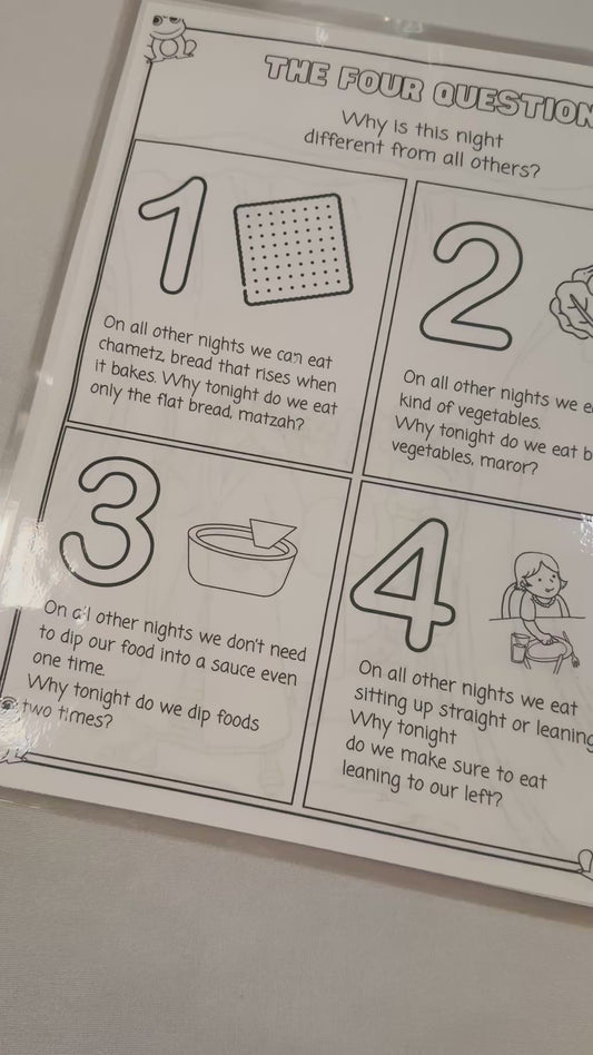 Reusable Kids Coloring Haggadah + Dry Erase Markers | Passover Activity Book